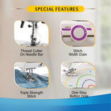 Usha Wonder Stitch Plus Automatic Sewing Machine – 23 Built-in Stitches, One-Step Buttonhole, Automatic Needle Threader, Free Arm, Hard Cover, 860 SPM – White