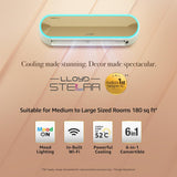 Lloyd Stellar Lite 1.5 Ton 5 Star Wi-Fi Inverter Split AC (6 in 1 Convertible, Mood Lighting, Door Open Alert, Copper, Smart 4-Way Swing, White/Silver Deco, GLS18V5FWSSL