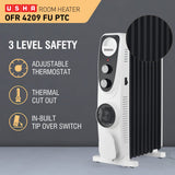 Usha OFR 4211 FU PTC Oil Filled Radiator Room Heater – 11 Fin, Black