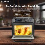 Faber Air Fryer Oven 20L,1500 Watts, Digital Control, Bake Tray, SS Wire Tray & Basket, Crumb Tray, | 15 Preset Auto Program | Bake,Roast,Fry,Toast,Defrost | FAO 20L BK 15DF