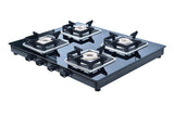 Faber Slim Gas Stove 4 Burner Glass Ceramic Cooktop (Hob Cooktop Remo 4Bb Bk) Black, Manual Ignition