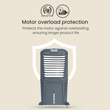Crompton Zelus DAC 30L Portable Air Cooler, Grey | Honeycomb Pads, Ice Chamber, 4-Way Air Flow, Inverter Compatible