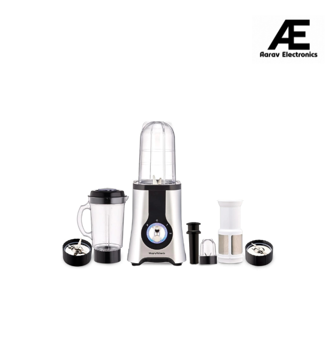Morphy Richards 4-in-1 BlendMaster Table Blender 400W | Multifunctional: Grind, Crush, Chop &amp; Extract |SS Blades | 4 Jars | 24,000 RPM High-Speed | 2-Speed + Pulse Mode | 2-Yr Warranty【Silver &amp; Black】
