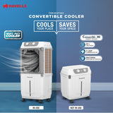 Havells 2-in-1 Convertible 80 L Desert Air Cooler for room, Dual functionality & easy storing, Can be used as side table, 5 Leaf Metal Blade Fan, Powerful Air-Delivery, Bacteria shield honeycomb pads