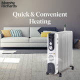 Morphy Richards OFR 13F 13-Fin Oil Filled Radiator Room Heater | 2900W (2500W + 400W PTC Fan) | Adjustable Thermostat, Safety Shut-Off, Castor Wheels | White