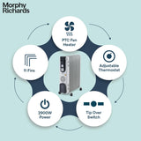 Morphy Richards OFR 11F 11-Fin 2900W Oil Filled Radiator Room Heater | Adjustable Thermostat | Safety Tilt &amp; Auto Thermal Shutoff | Castor Wheels for Easy Mobility | Silent Heating