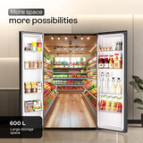Godrej 600L 3Star | 1+2 Year Additional Warranty | Smart Convertible Zones | Toughened Glass Door | Frost Free Inverter Side By Side Refrigerator (2025 Model, RS EONVELVET 646C RIT SM BL, Storm Blue)