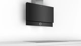 Bosch DWF97RV60I Series 8 wall-mounted cooker hood 90 cm clear glass black printed