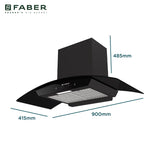 Faber 90 cm 1320 m³/hr Curved Glass Kitchen Chimney | 3 Layer Baffle Filter | Gravity Suction| Touch&Gesture Control | Oil Collector | 12 years warranty on Motor| Hood Feel Pro TC SC BF BK 90 | Black