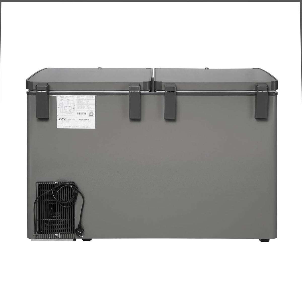 Voltas 295 Litres, 4 star Convertible Double Chest Freezer With Roller Wheels (CVF320DA4-P-PL, Grey)