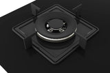 Bosch Built in Gas Hob Black Tempered glass Glass 3 Burner Auto Ignition 75 cm Italian Double Ring Burners (PND7B6B10I)