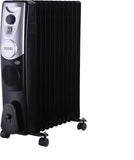 USHA OFR 4211 F PTC 2500W Oil Filled Radiator Room Heater with 11 Fins, 3 Heat Settings, Adjustable Thermostat, Built-in Fan, Overheat & Tip-Over Protection (Black)