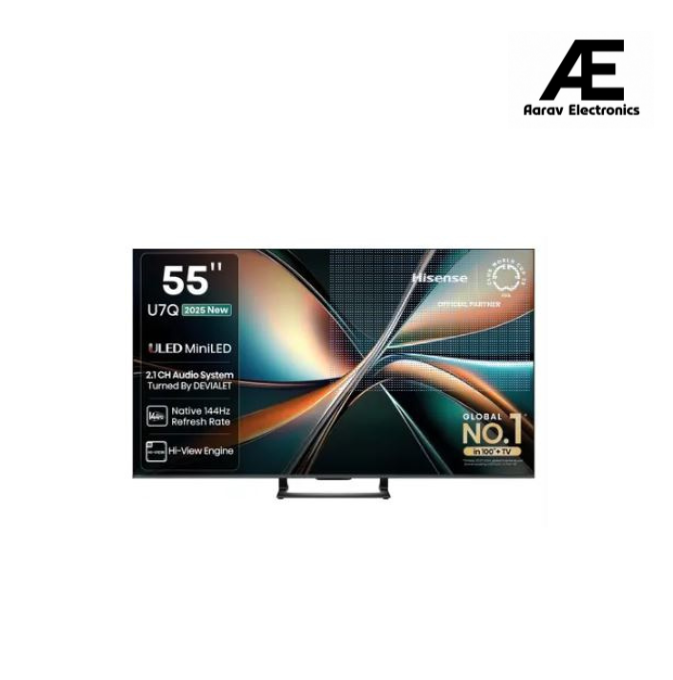 Hisense 139 cm (55 inches) U7Q Series 4K Ultra HD Smart QLED Mini LED TV 55U7Q (Black)