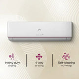 Godrej 1.5 Ton 3 Star Inverter Split Smart AC (2026 Model, HIC 18Z3TG VA IOT4, Copper Condenser, 4-Way Swing, Wi-Fi Voice & App Control, i-Sense Technology, White)