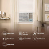 Lloyd 1 Ton 2 Star Window AC GLW12D2FESSW | Copper, Blue Fin, R32, Fixed Speed