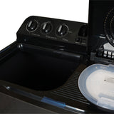 Haier 9 Kg 5 Star Semi Automatic Top Loading Washing Machine (HTW90-196BBK Magic Filter, Rat Mesh, Toughened Glass Top Black)