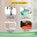 Usha Janome Wonder Stitch Electric Sewing Machine without cover | Multicolour (420202322), Free Threads Of Joy Sewing Kit (Open box / without box)
