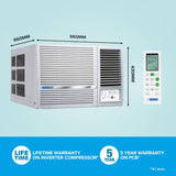 Blue Star 1.5 Ton 3 Star Inverter Window AC (Copper, Turbo Cool, Hydrophilic Blue Fins, Dust Filters, Self-Diagnosis, WIE318L, White)