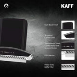 KAFF 60 CM Auto Clean Curved Glass Kitchen Chimney, 1180 m3/hr Suction Capacity with Motion Sensor, Touch Control, Heavy Duty SS Baffle Filter, Black Glass Front Panel (PRIMA TX DHC 60, Black)