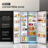 Godrej 600L 3Star | 1+2 Year Additional Warranty | Smart Convertible Zones | Toughened Glass Door | Frost Free Inverter Side By Side Refrigerator (2025 Model, RS EONVELVET 646C RIT SM BL, Storm Blue)