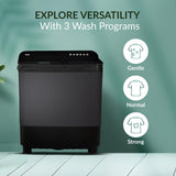 Haier 10 kg 5 Star Toughened Glass &amp; Vortex pulsator Semi Automatic Top Load (HTW100-178BKN1,Black)