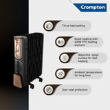 Crompton 11F OFR Heater – 2500W + 400W Fan, Fast Heating (Open Box / Without Box)