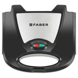 Faber 750W Dlx Sandwich Grill Toaster | Grill, Toast &amp; Heat | 2 Slice Slots, Power &amp; Ready Lights, Auto Shut-Off, Cord Storage, Non-Stick Coated Plates For Easy Cleaning | (Black + Ss) - 22 Cm, 7 Cm