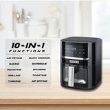 USHA Ichef Smart Air Fryer 4.5L,10 In 1 Functions10 Preset Menu|Digital Display&amp;Touch Panel|Transparent Window|Illuminated Chamber|Turbo Air Circulation|Oil Free Cooking|Auto Pause/Start(Black),1350W