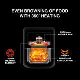 USHA Ichef Smart Air Fryer 4.5L,10 In 1 Functions10 Preset Menu|Digital Display&amp;Touch Panel|Transparent Window|Illuminated Chamber|Turbo Air Circulation|Oil Free Cooking|Auto Pause/Start(Black),1350W