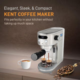KENT Coffee Maker 1400 W | Makes Two Cups of Coffee at a Time | High Pressure 20 Bar Italian Pump for making Cappuccinos &amp; Lattes | In-Built Steamer for Frothing | SS Body | Suitable for Ground Coffee