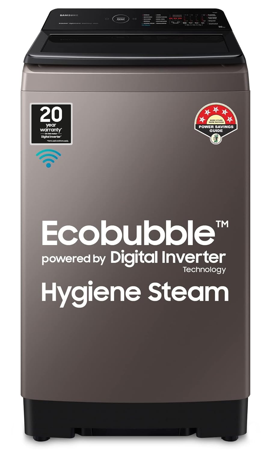 Samsung 10 Kg '5 star Ecobubble™ Wi-Fi Inverter Fully Automatic Top Load Washing Machine (WA10BG4686BRTL, Rose Brown), Bubble Storm &amp; Super Speed technology (Open Box / Without Box)