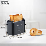 Morphy Richards Windsor Series Digital 2 Slice 800W Pop Up Toaster|8-Browning Levels|Reheat&amp;Defrost|Wide Bread Slots|Bun Warmer|Dust Cover|Removable Crumb Tray|2-Yr Warranty By Brand|Black,800 Watts