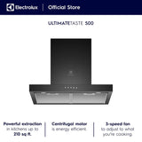 Electrolux 60cm T-Box Chimney for up to 210 sqft Kitchen, UltimateTaste 500, Black, ECT6623B