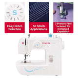 Singer 1304 Sewing Machine, 6 Built-in Stitches, 19 Stitches Functions with 70W Powerful motor &amp; Feed dog with106 Teeth in 6 Rows (White)-Get Free Online Interactive Master Class