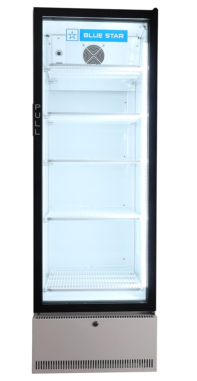 Blue Star SC375F 375 Litres Single Door Visi Cooler | Ventilated Cooling | LED Lighting | Adjustable Shelves | White