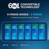 Bosch 368L, 2 Star, Frost Free Double Door Refrigerator | 6-in-1 Convertible Storage Modes | 80min Convert | Touch Panel | Extend Cool up to 18 hrs | SuperFreeze (CTC39S22VI, Fine Steel, 2026 Model)