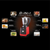USHA ICHEF 750 Watt Copper Motor Mixer Grinder with 3 SS Jars &amp; Translucent blender PC Jar with fruit filter| Hands Free operation with Dual Safety Lock| (Red/Black)