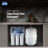 KENT Excel Plus Under the Counter RO Water Purifier Filter for Home with 7L Hydrostatic Tank | ISI Marked | Multi Stage Purification |RO + UV + UF + TDS Control | 15 LPH Flow White