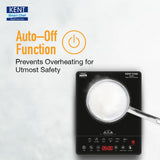 KENT Star Induction Cooktop 3000W | 6 Preset Menu | Full Microcrystalline Glass |Feather Touch Buttons &amp; LED Display |Milk Boiling &amp; Turbo Cooking Function | Overheat Protection &amp; Auto Turn-Off| Black