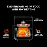 Usha iChef Smart Air Fryer 5L | 1500 Watt | 10 in 1 Functions | 8 Preset Menu | Turbo Air Circulation |360° View | Illuminated chamber | Oil Free Cooking | Digital display With Touch Panel (Blue)