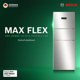Bosch 302L, 3 Star, MaxFlex Convert Frost Free Triple Door Refrigerator | 8-in-1 Convertible Storage Modes | 57L Extra Convertible Zone | Cool Extend up to 18 hours (CMC33S03NI, Fine Steel)