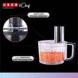 Usha ICHEF Food Processor 800 Watts Copper Motor with 9 Accessories &amp; 8 Functions (BLACK)