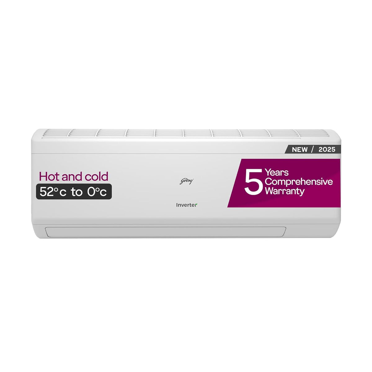 Godrej 1.5 Ton 3 Star, Hot &amp; Cold, 5 Years Comprehensive Warranty, Inverter Split AC (Copper, 2025 Model, 5-In-1 Convertible, AC 1.5T SIH 18ITC3 WYC, White)