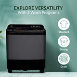 Haier 11 Kg 5 Star Toughened Gas Softfall Technology Semi Automatic Top Loading Washing Machine (HTW110-178FL, Anti Bacterial Vortex Pulsator, Magic Filter, Rat Mesh, Digital Printing Lid, Black)