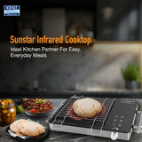 KENT Sunstar Infrared Cooktop 2000W | 3 Preset Menus | Grill Stand to BBQ &amp; Roast | Microcrystalline Glass | Digital Functions with LED Display | Adjustable Temperature Knob | SS Handle |Auto Cut-Off Visit the KENT Store