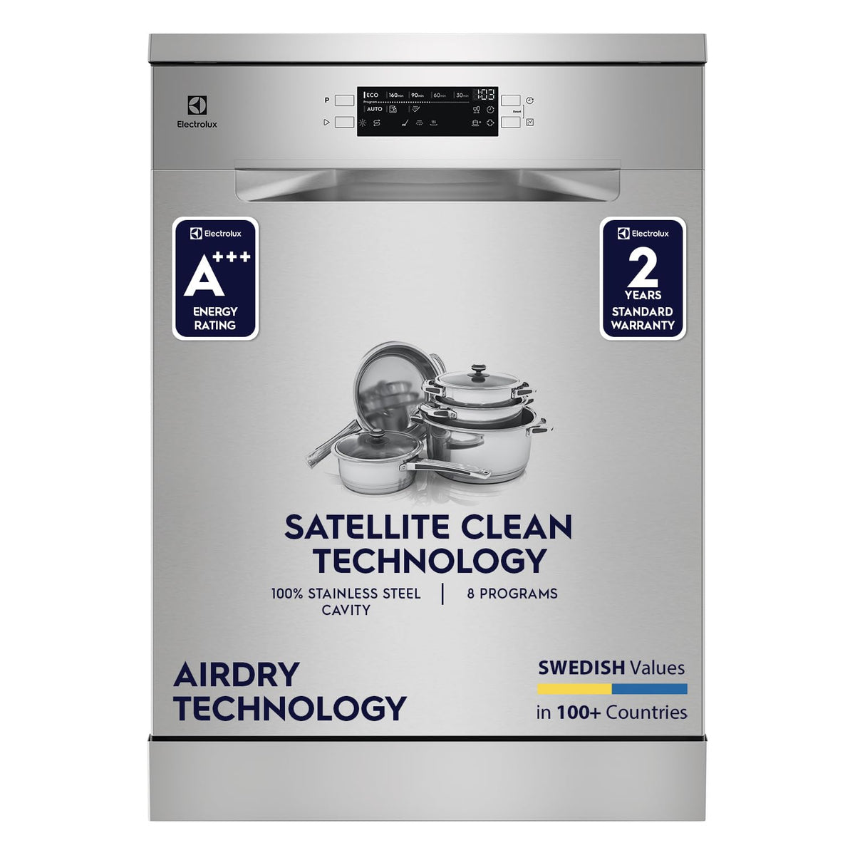 Electrolux 14 Place Settings Dishwasher Machine for Home, Fully Automatic with AirDry, In-Built Heater, Stainless Steel, UltimateCare 700, ESM48310SX