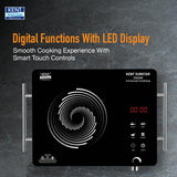 KENT Sunstar Infrared Cooktop 2000W | 3 Preset Menus | Grill Stand to BBQ &amp; Roast | Microcrystalline Glass | Digital Functions with LED Display | Adjustable Temperature Knob | SS Handle |Auto Cut-Off Visit the KENT Store