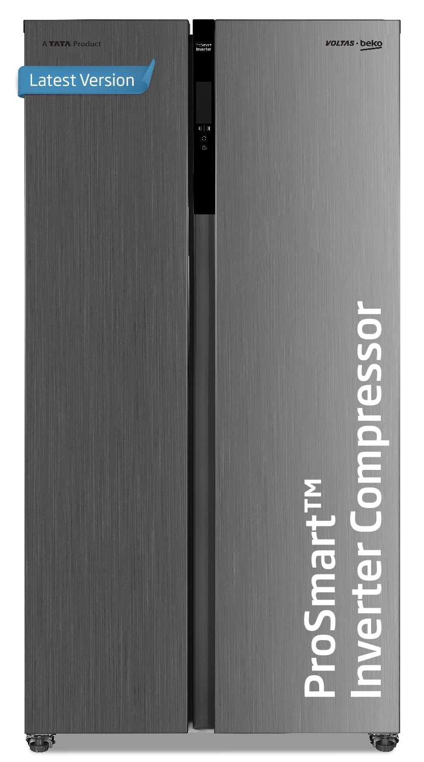 Voltas Beko, A Tata Product 472 L Side by Side Frost Free Refrigerator with ProSmart Inverter Compressor (RSB495/FPV300RXID, INOX steel, Electronic Temperature Control and Display)
