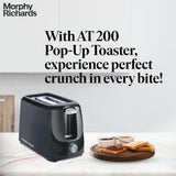 Morphy Richards AT 200 Bread Toaster|700W Toaster 2 slices|6 Different Browning Controls|Removable Crumb Tray|Cool Touch Body With Anti-Skid Feet|Wider Slots &amp; Hi-Lift Feature|Black