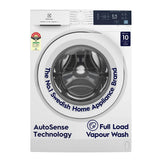 Electrolux 9kg 5 Star EcoInverter Fully Automatic Front Load Washing Machine, Full Load Vapour Wash for Sustainable Clothing, Hygienic Care, White, UltimateCare 300, EWF9024D3WB
